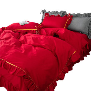 四件套红色系结婚八件套床上用品被子一整套全套双人床陪嫁七件套
