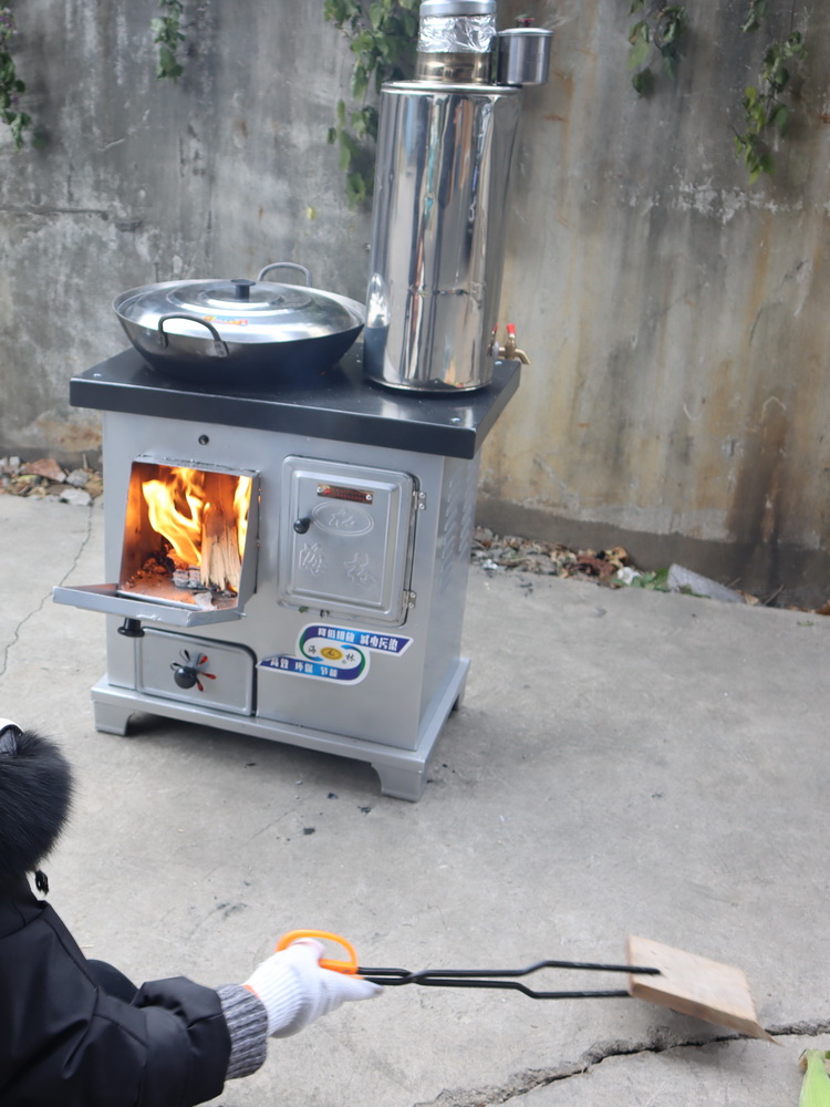 新适用气化无烟柴煤两用柴火灶农村室内取暖炉家用烧木柴带水箱炉