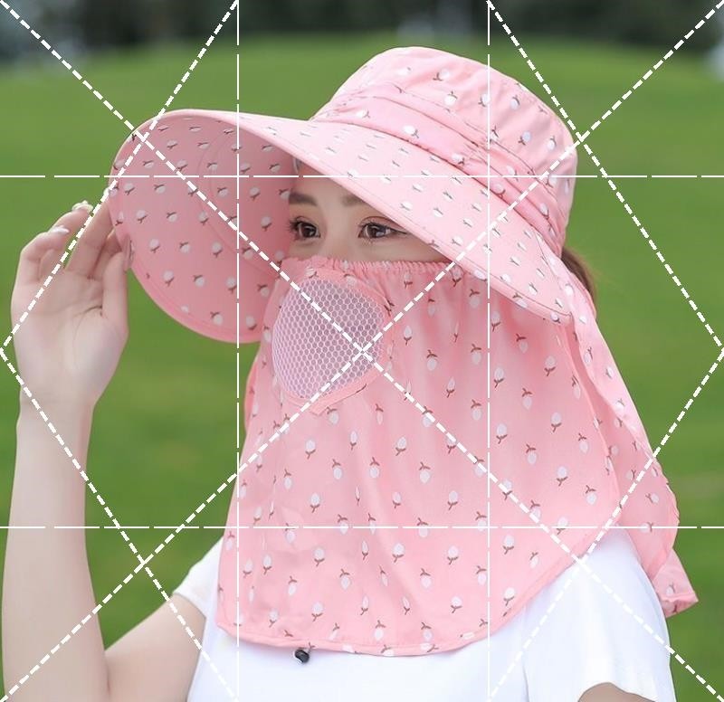 防蚊帽子户外登山防晒面纱钓鱼帽防晒遮阳女遮脸采茶干活养蜜蜂帽