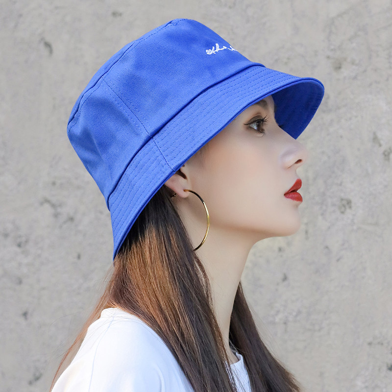 渔夫帽女夏天韩版潮遮阳帽时尚日系防晒帽蓝色ins潮牌夏季太阳帽