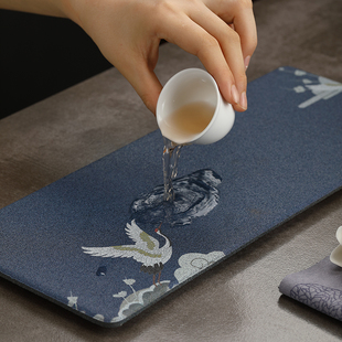 高档纳米陶瓷干泡盘家用快速吸水茶盘家用复古小型茶盘茶具配件