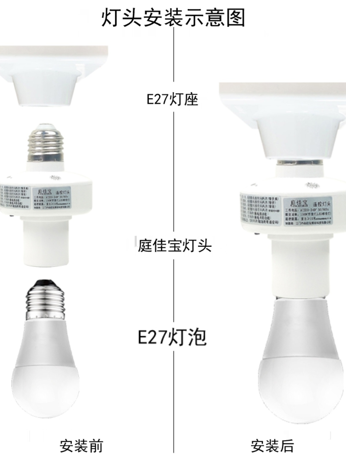 多功能无线遥控分体灯头灯座开关智能插座免布线远距离控制总开