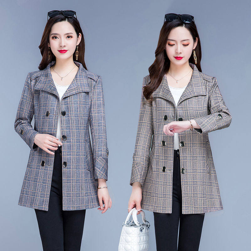 新款秋季女士大码外套中老年女春秋装西装韩版显瘦妈妈中长款风衣