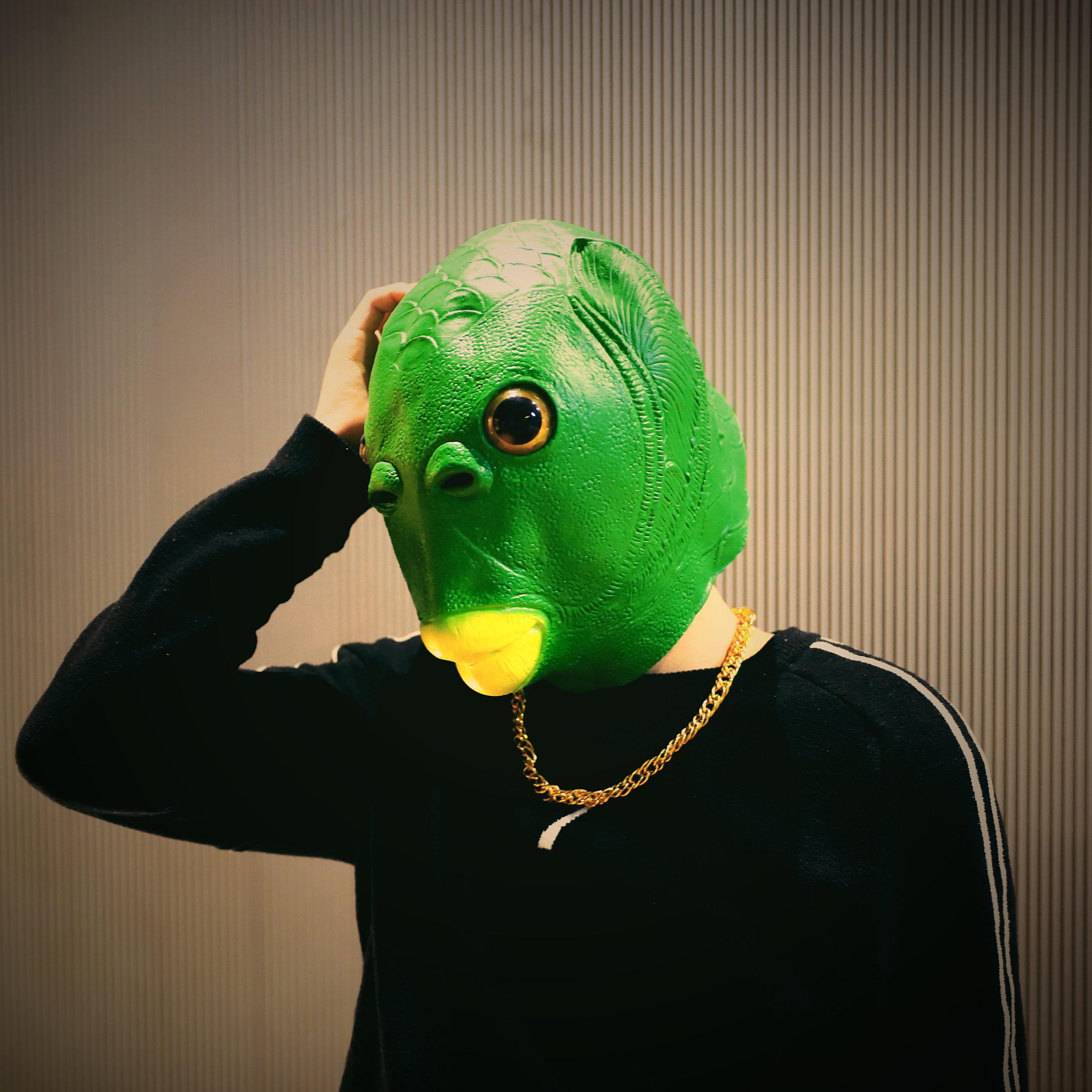 绿头鱼帽子怪鱼卡通动物鱼嘴绿鱼男士动漫个性超萌cos头饰元旦萌