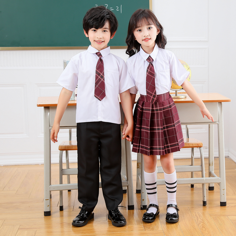 幼儿园服夏套装学院风小学生校服毕业班服男女儿童演出JK格子制服