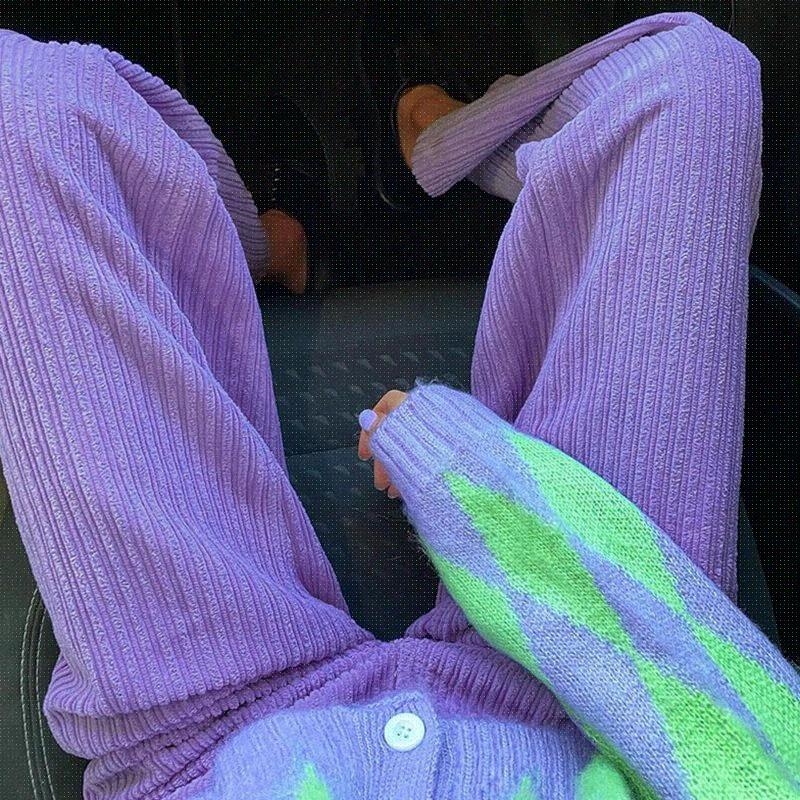 Purple Corduroy Joggers Women Wide Leg Pants Straight Pants|msdalam kategori Butik wanita / wanita, seluar, seluar santai - dari Buy2taobao.com untuk memberikan perkhidmatan ejen Taobao profesional membeli