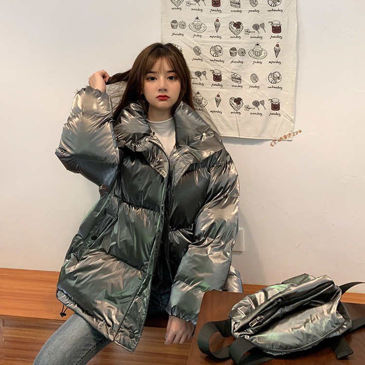 立领面包服棉服女冬装棉袄2019年新款韩版宽松抽绳亮面棉衣外套女|ruв категории Женская одежда, хлопок/хлопок - от Buy2taobao.com для оказания профессиональной услуги покупки агента Taobao