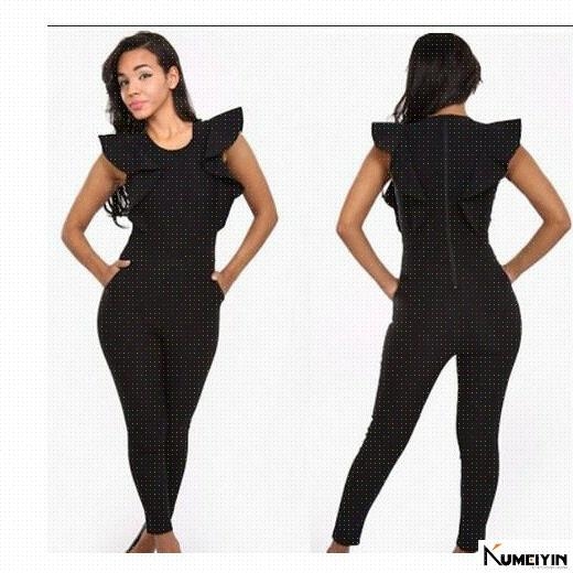 One piece lotus leaf sleeve slim fit solid color bandage ti在类目 女装/女士精品, 裤子, 休闲裤中 - 来自Buy2taobao.com提供专业的淘宝代购服务