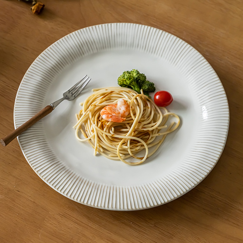 涧山集北欧风手绘线条圆盘家用陶瓷菜盘盘子餐厅西餐盘牛排盘微瑕