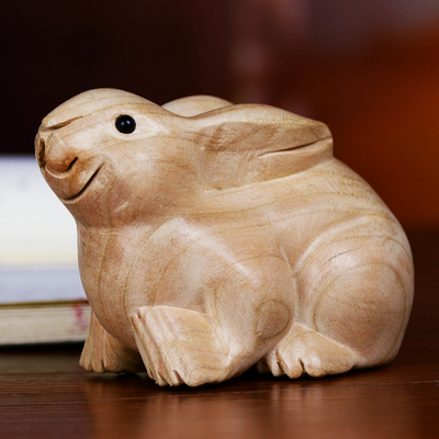 桃木兔子摆件风水兔家居饰品摆件