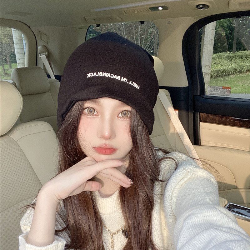 网红薄款大头围冷帽女宽松针织堆堆帽子女春秋ins酷日系月子帽潮