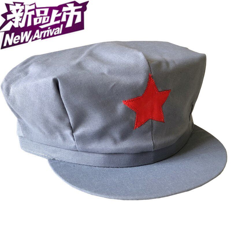 一折五角星帽子男 军帽 成人_红军帽儿童成人帽子五角星男女灰色八角