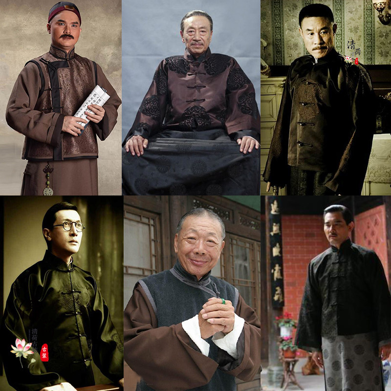 影视古装民国风经典唐装中式掌柜服老爷装长衫长袍马褂写真演出服