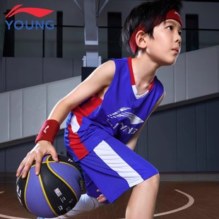 李宁儿童篮球套装青少年夏季运动背心无袖训练比赛球队服男童球衣