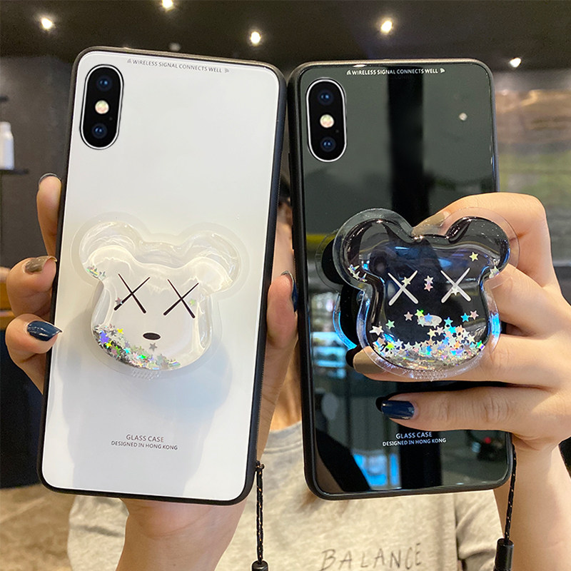 苹果x手机壳卡通可爱iphonexsmax玻璃保护壳套iphonexr全包软边防