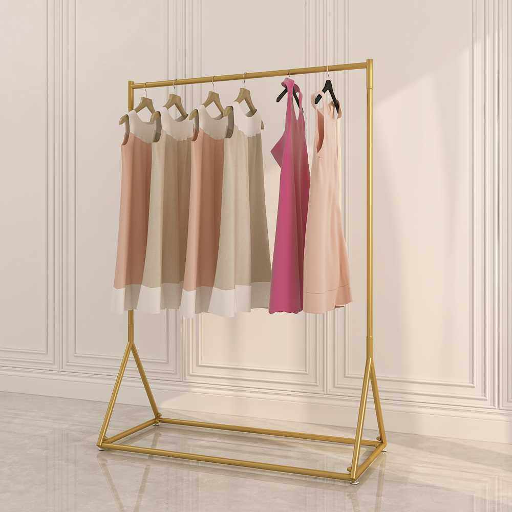 男女衣架展示架简约式服装店架落地晾衣杆架婚纱卧室侧挂中岛架子