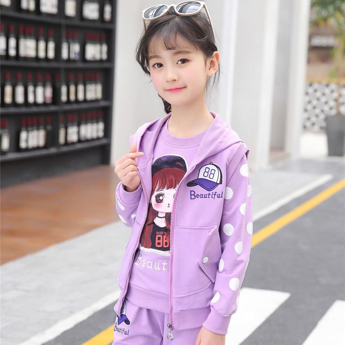 12女童春装三件套装女孩夏季8小学生7时髦儿童夏11时尚运动13岁10