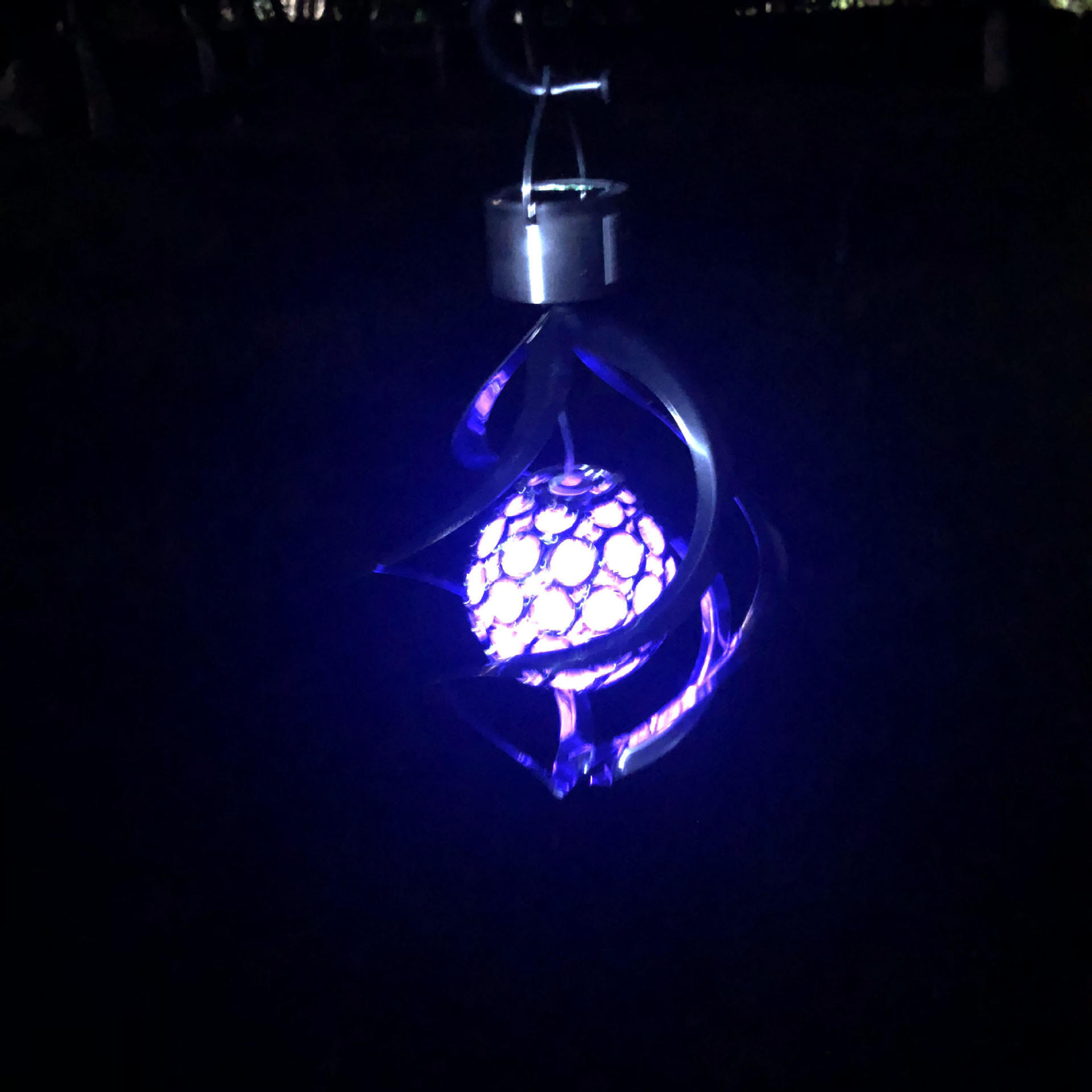 户外不锈钢LED太阳能灯镂空球亚克力球旋转吊灯庭院景观灯防水