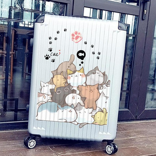 卡通可爱萌小猫动物层叠猫行李箱贴纸拉杆箱贴画大号整张无恒防水