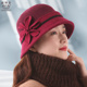 冬季帽子女新款全羊毛冬帽老年人老人奶奶盆帽中年妈妈花朵渔夫帽