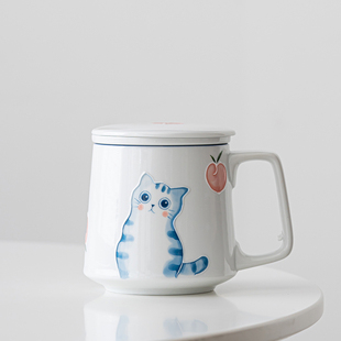 釉下彩手绘高档精致茶杯陶瓷杯子女高颜值可爱小巧咖啡杯生日礼品