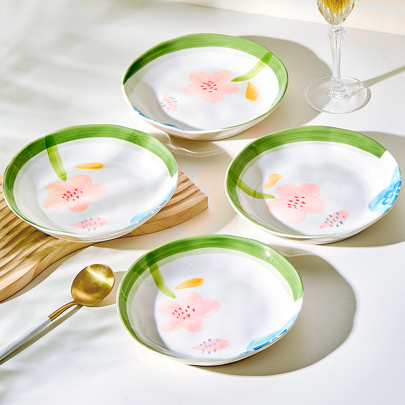 莫奈花园陶瓷盘子釉下彩餐具日式家用新款深盘菜盘碟子碗盘高颜值