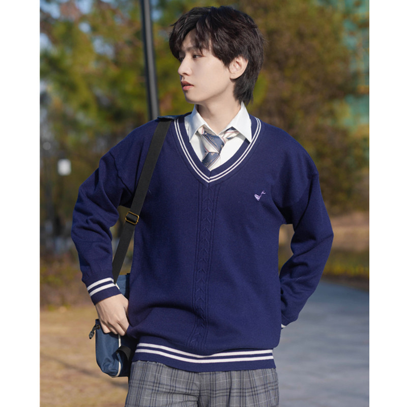 朴樱朴樱原创紫津中jkdk制服毛衣学院风情侣套头针织衫长袖秋冬