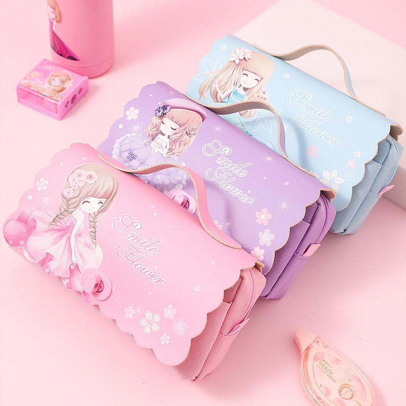 天猫￥22折后价￥22卡通大容量双层笔袋可爱少女心收纳化妆包中小学生