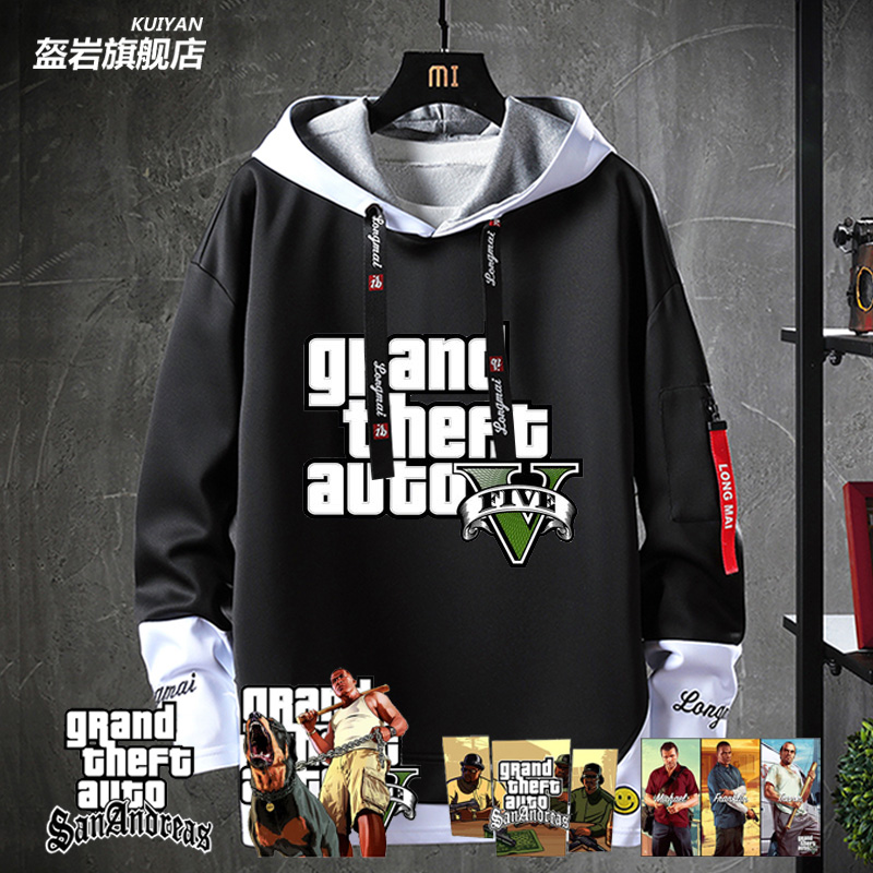 gta周边5侠盗猎车手圣安地列斯游戏衣服男女宽松卫衣休闲上衣外套