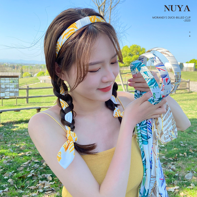 发箍网红2021年新款韩式飘带编发头箍扎头丝带发带女绑发外出头饰