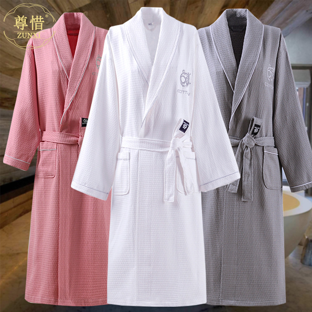 日式浴袍女纯棉男士长款睡袍秋冬季酒店浴衣情侣成人家用吸水速干