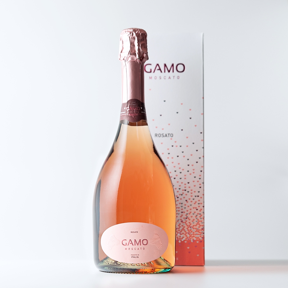 意大利gamo甜白起泡女生香槟莫斯卡托moscato卡摩桃红葡萄酒礼盒