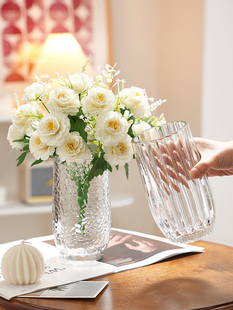 轻奢U型高品质加厚水晶玻璃花瓶透明水培插花瓶客厅餐桌装饰摆件
