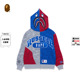 BAPE X RUSSELL联名男装秋冬迷彩拼接鲨鱼连帽衫卫衣外套115906L
