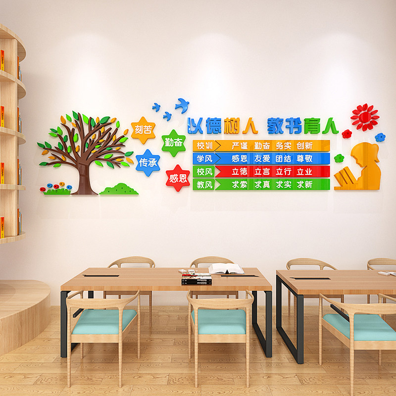 学校装饰文化墙贴纸培训教育机构墙面辅导班托管级教室布置大贴画