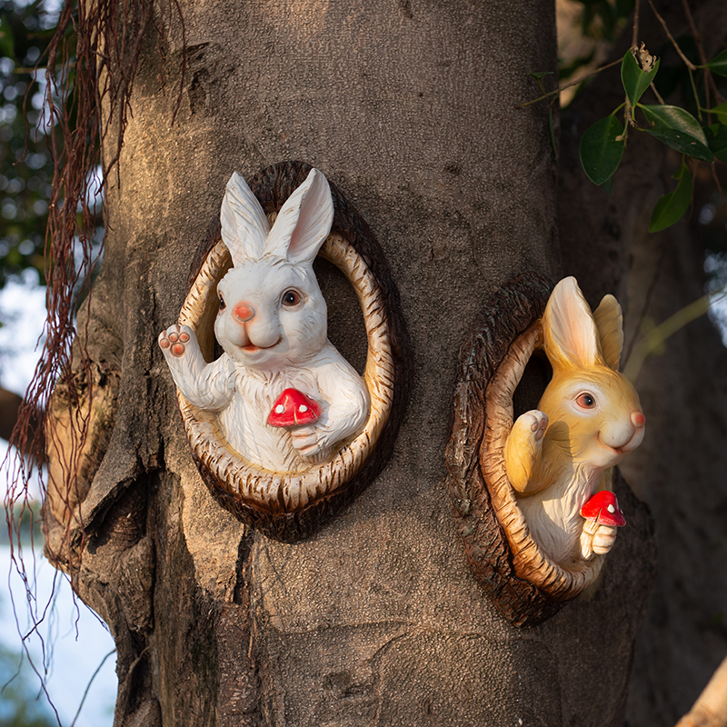 花园装饰树洞兔子树上挂件庭院园艺阳