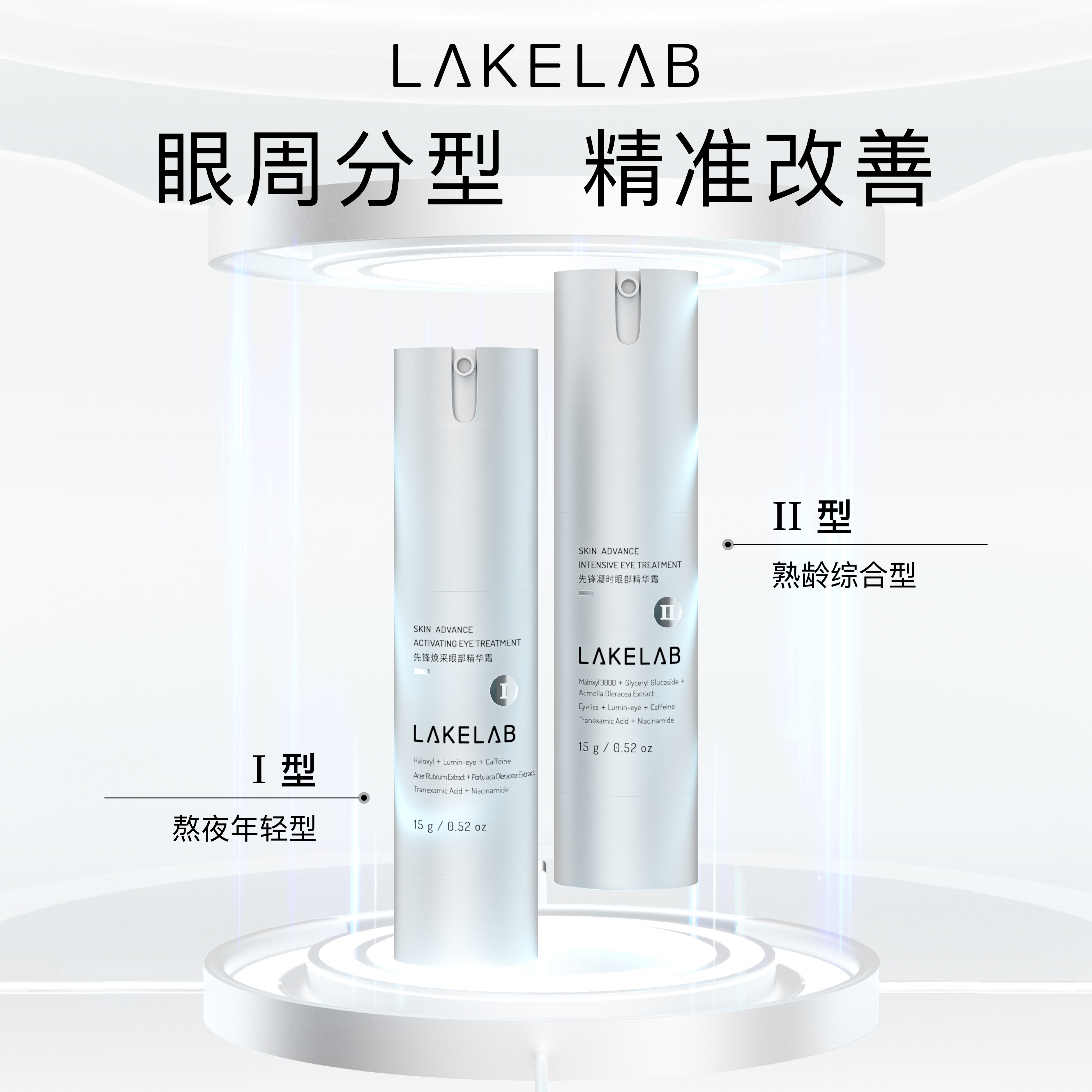 LAKELAB 银环眼霜 眼周分型 精准改善 黑眼圈浮肿眼纹