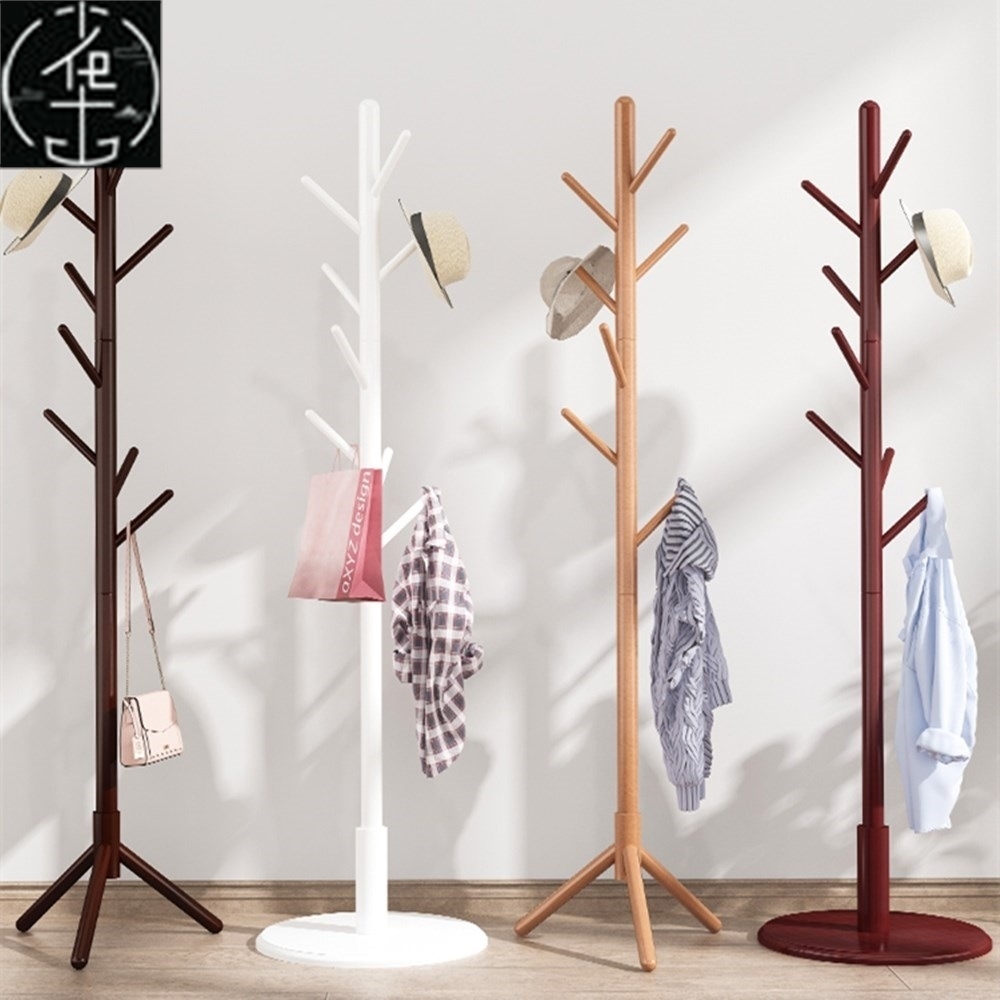 Big coat rack stand clothes holder hat hanger wooden cloth