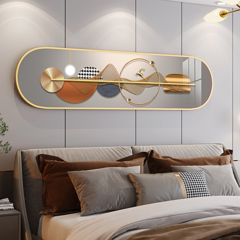 轻奢风房间布置横版墙面挂件卧室背景墙上装饰品主卧床头单幅挂饰