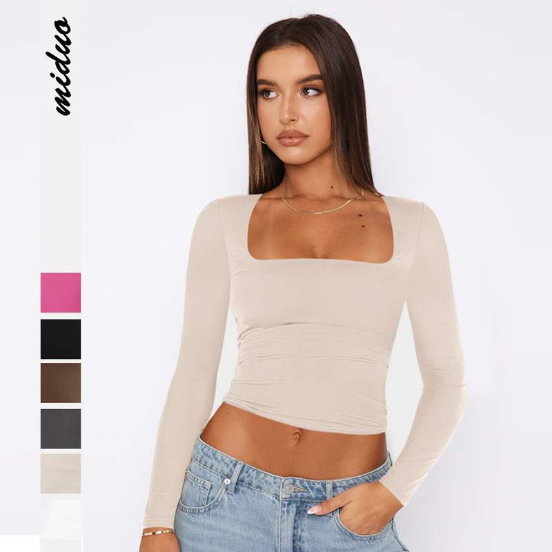 Long-sleeved T-shirt Women\u0027s Fashion Style Sexy Top U-