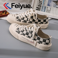 feiyue/飞跃帆布鞋女2022春季新款飞跃回力联名款格子硫化鞋板鞋
