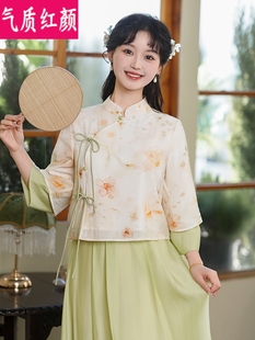 中国风夏装汉服女装改良旗袍上衣禅意茶艺服新中式年轻款唐装套装