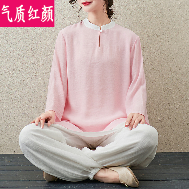 中式唐装套装中国风复古禅意女装棉麻