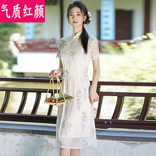 汉服女禅意茶艺服2022年夏季新款中国风大码女装改良版旗袍连衣裙