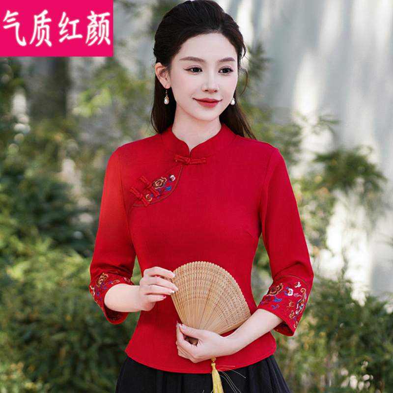 中国风汉服夏装禅意女装茶艺服大码唐