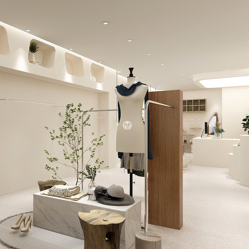 白色网红女装代购服装店鞋店档口日韩风原创精品装修设计效果图