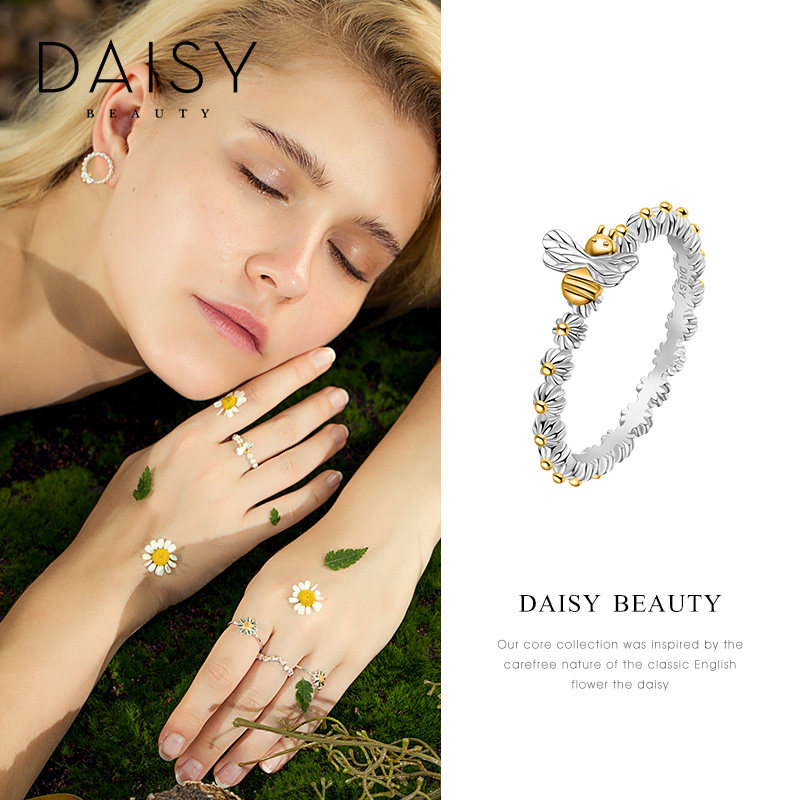 戒指英国daisybeauty女士s925食指小雏菊时尚尚银戒指