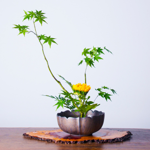 仿古莲花碗花器禅意鎏金陶瓷中式剑山插花器日式花道器皿花艺复古