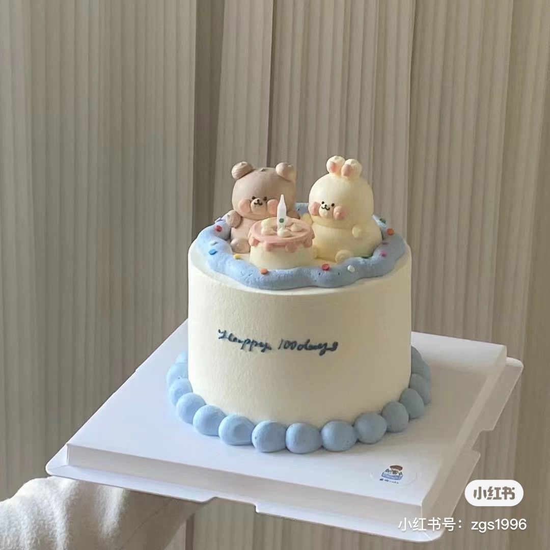 可爱情侣小熊小兔子纪念日甜品烘焙插件情人节周年女朋友蛋糕摆件