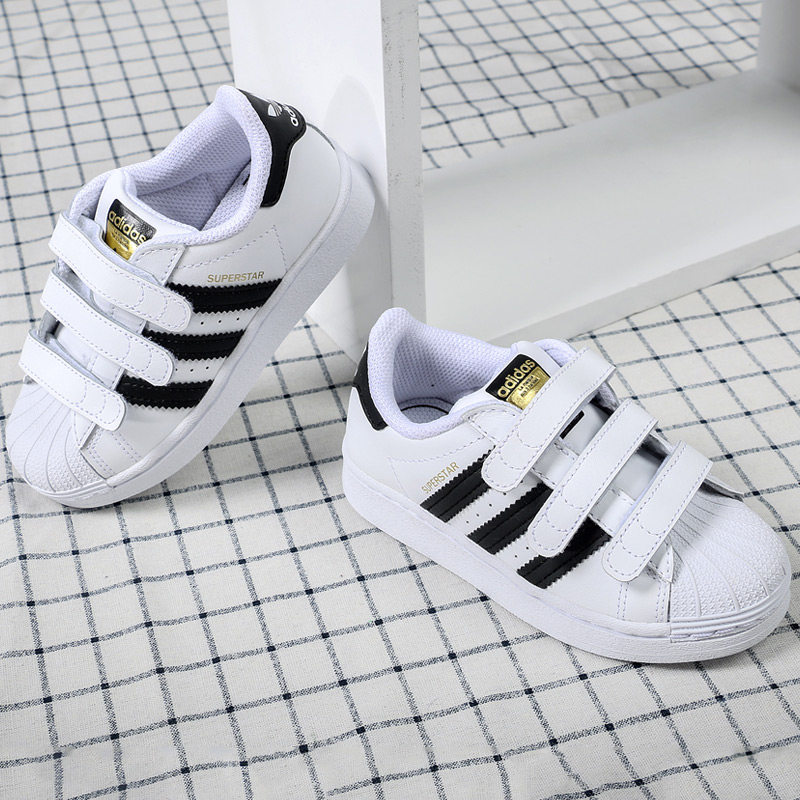 阿迪达斯贝壳头童鞋大童小童男童女童2022夏新款魔术贴板鞋ef4838